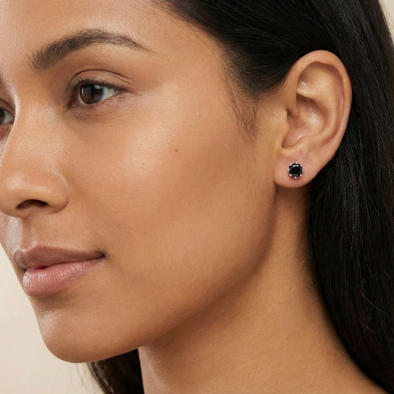 Midnight Crown: The Dazzling Black Gem Studs