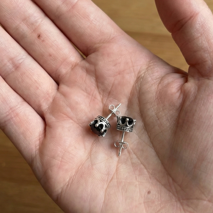 Midnight Crown: The Dazzling Black Gem Studs