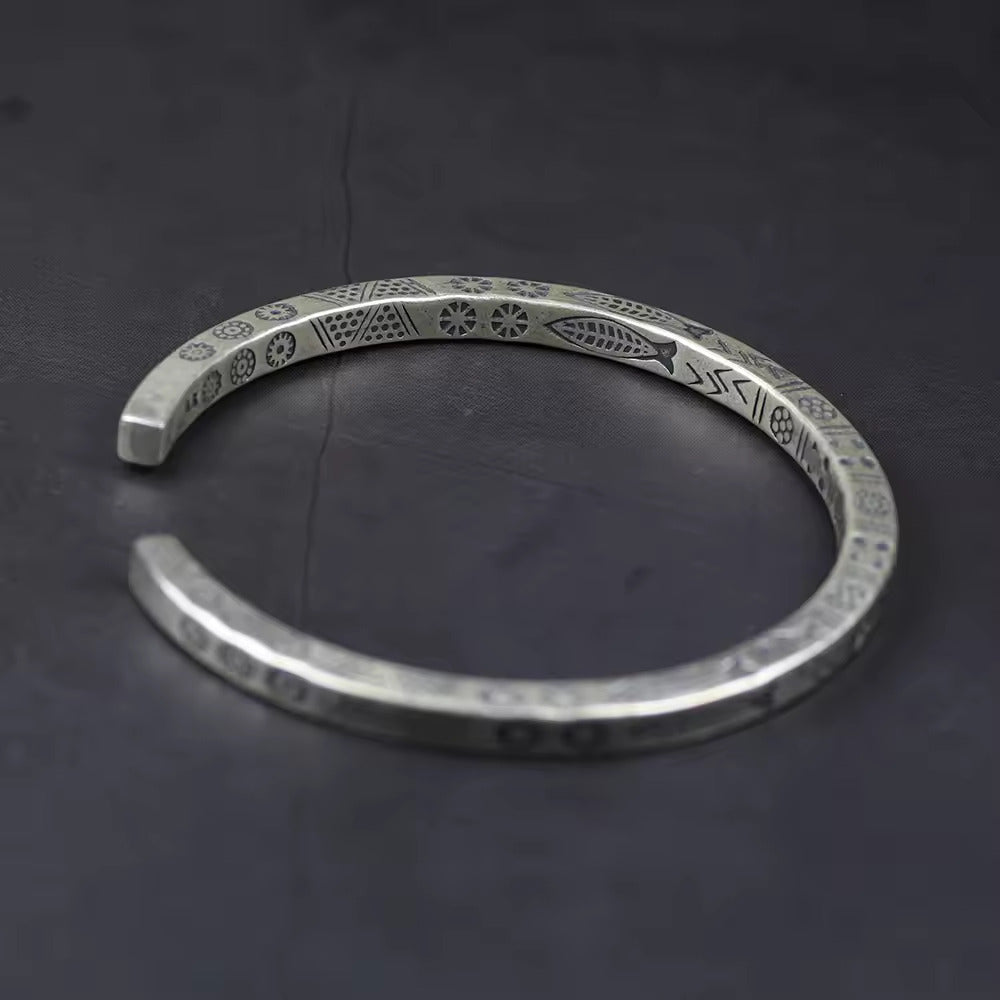 Lunar Echoes: The Silver Etched Bracelet