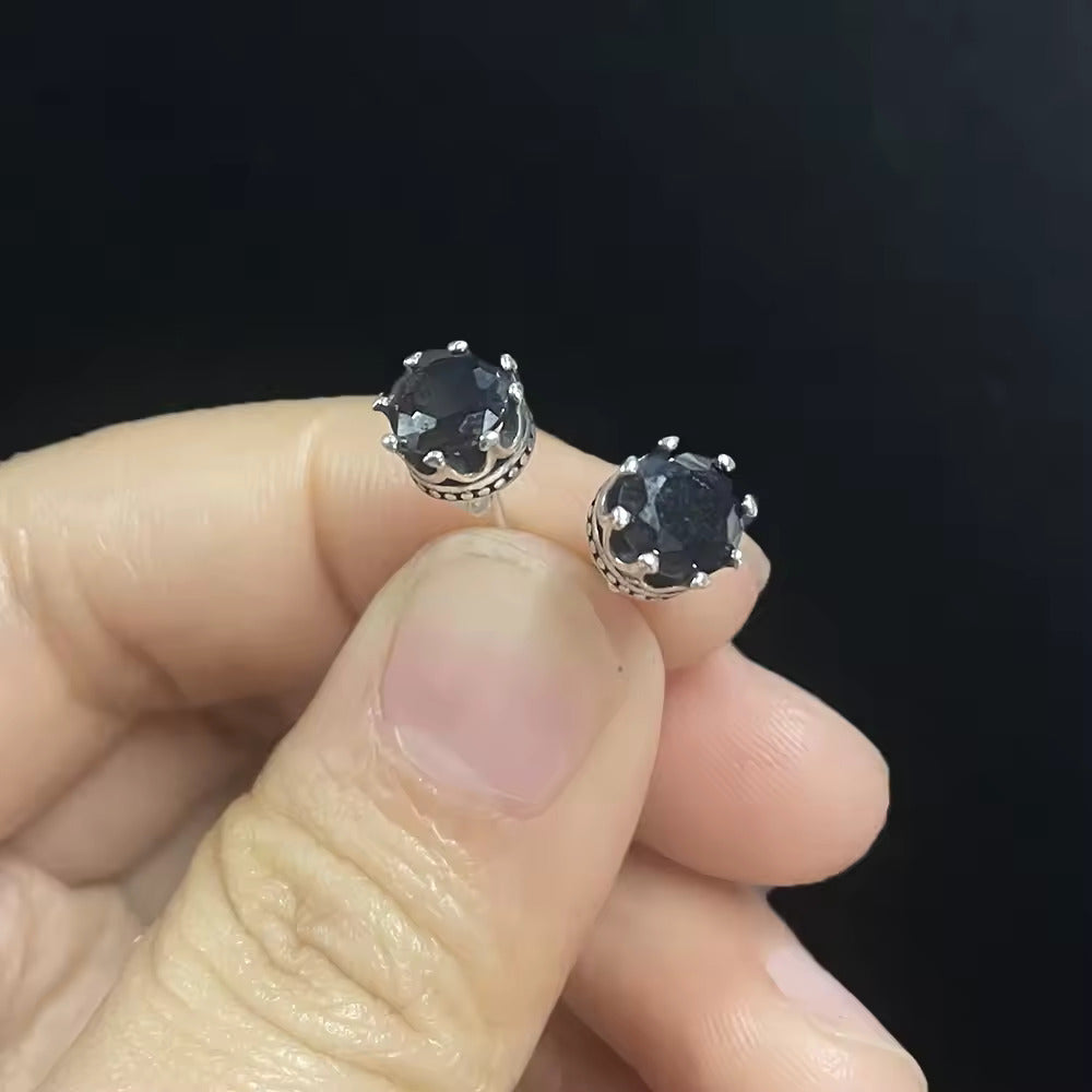 Midnight Crown: The Dazzling Black Gem Studs