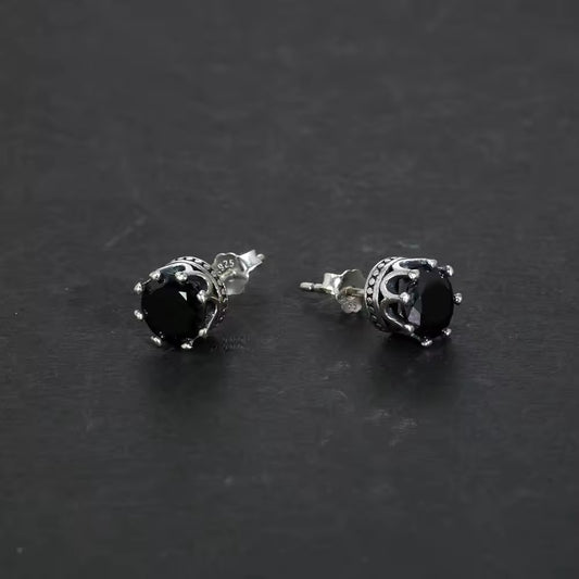 Midnight Crown: The Dazzling Black Gem Studs