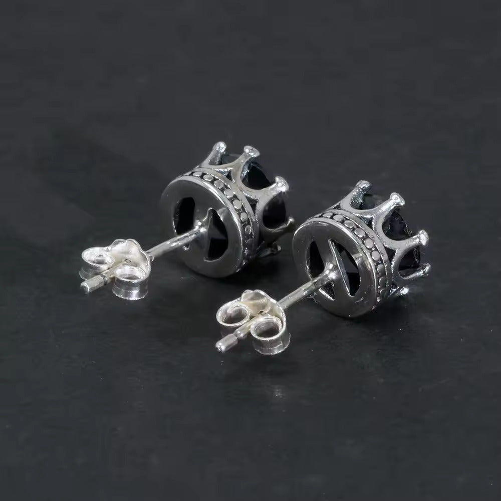 Midnight Crown: The Dazzling Black Gem Studs