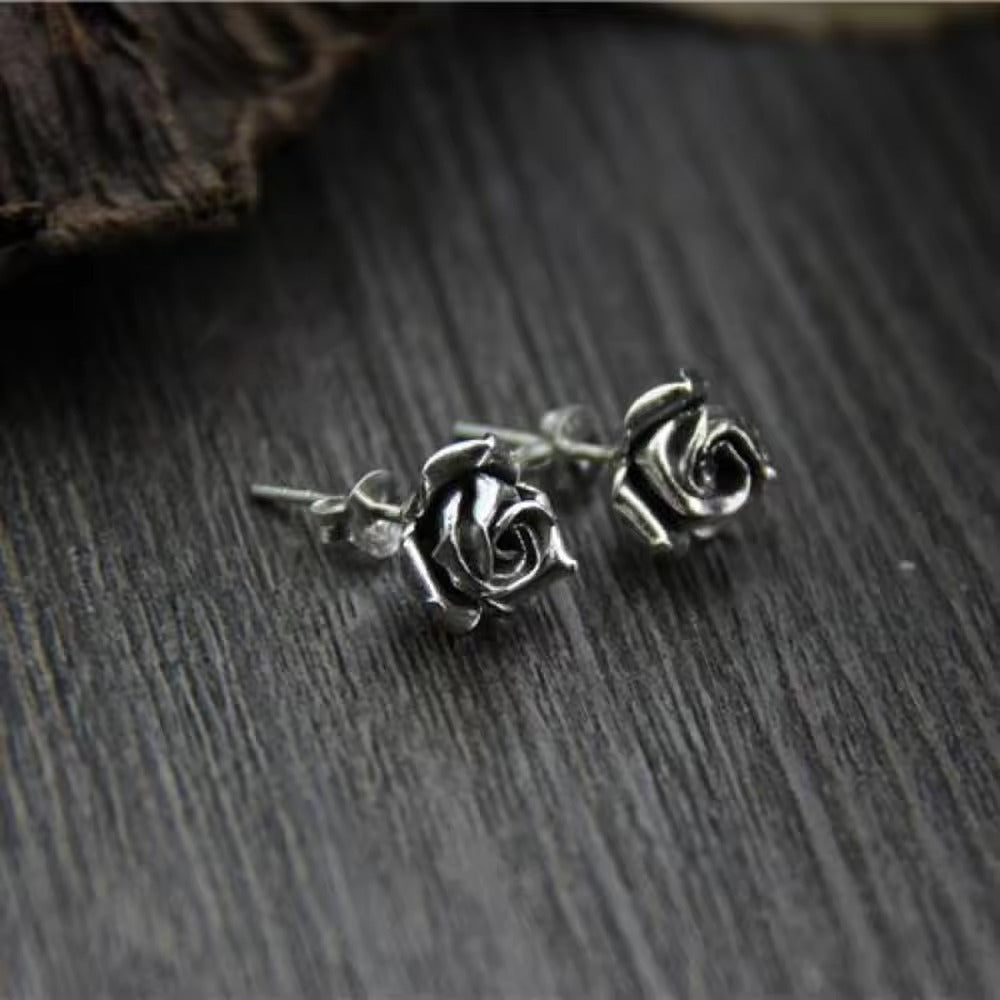 Eternal Bloom: Silver Rose Studs