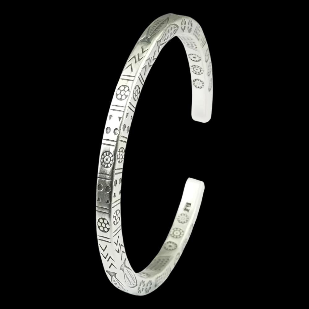 Lunar Echoes: The Silver Etched Bracelet