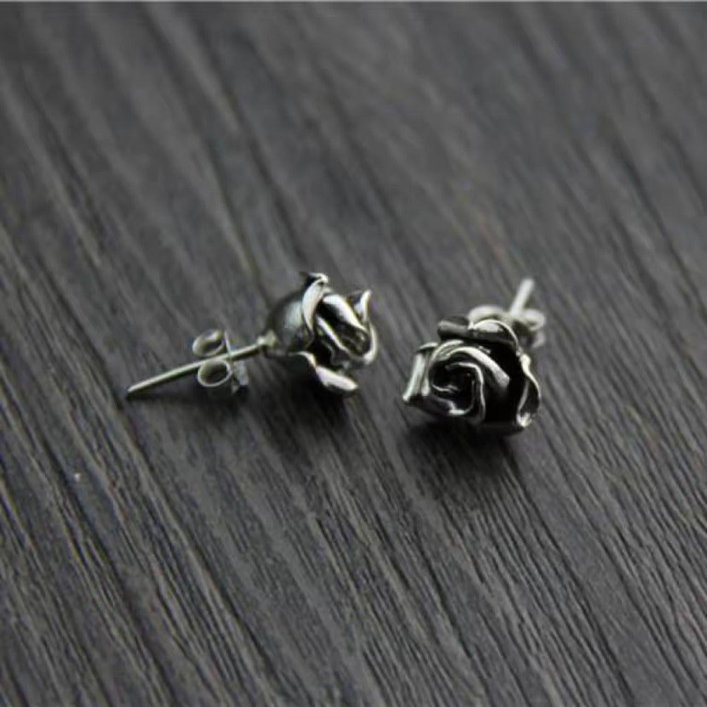 Eternal Bloom: Silver Rose Studs