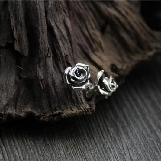 Eternal Bloom: Silver Rose Studs