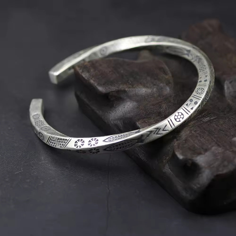 Lunar Echoes: The Silver Etched Bracelet