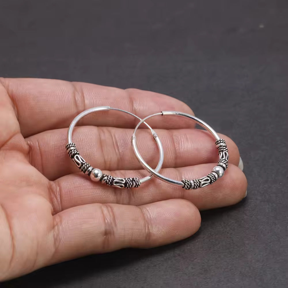 Moonlit Orbs: Enchanted Beaded Hoop Earrings