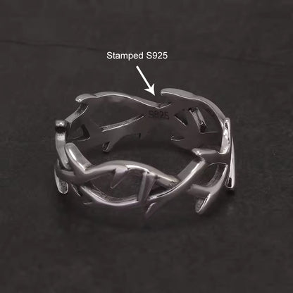 Nature's Embrace: The Antlered Silver Ring