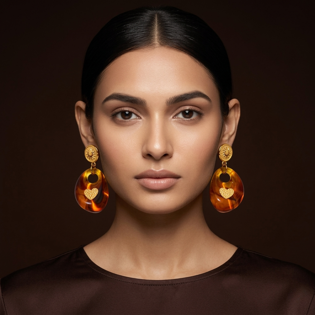 Amberheart Epoxy Drop Earrings
