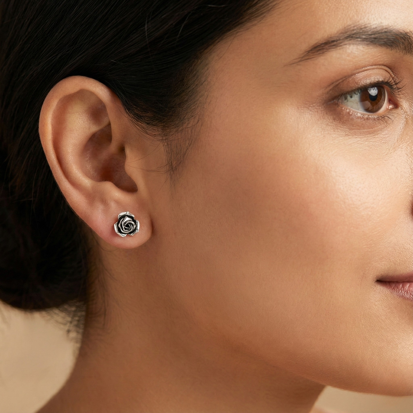 Eternal Bloom: Silver Rose Studs