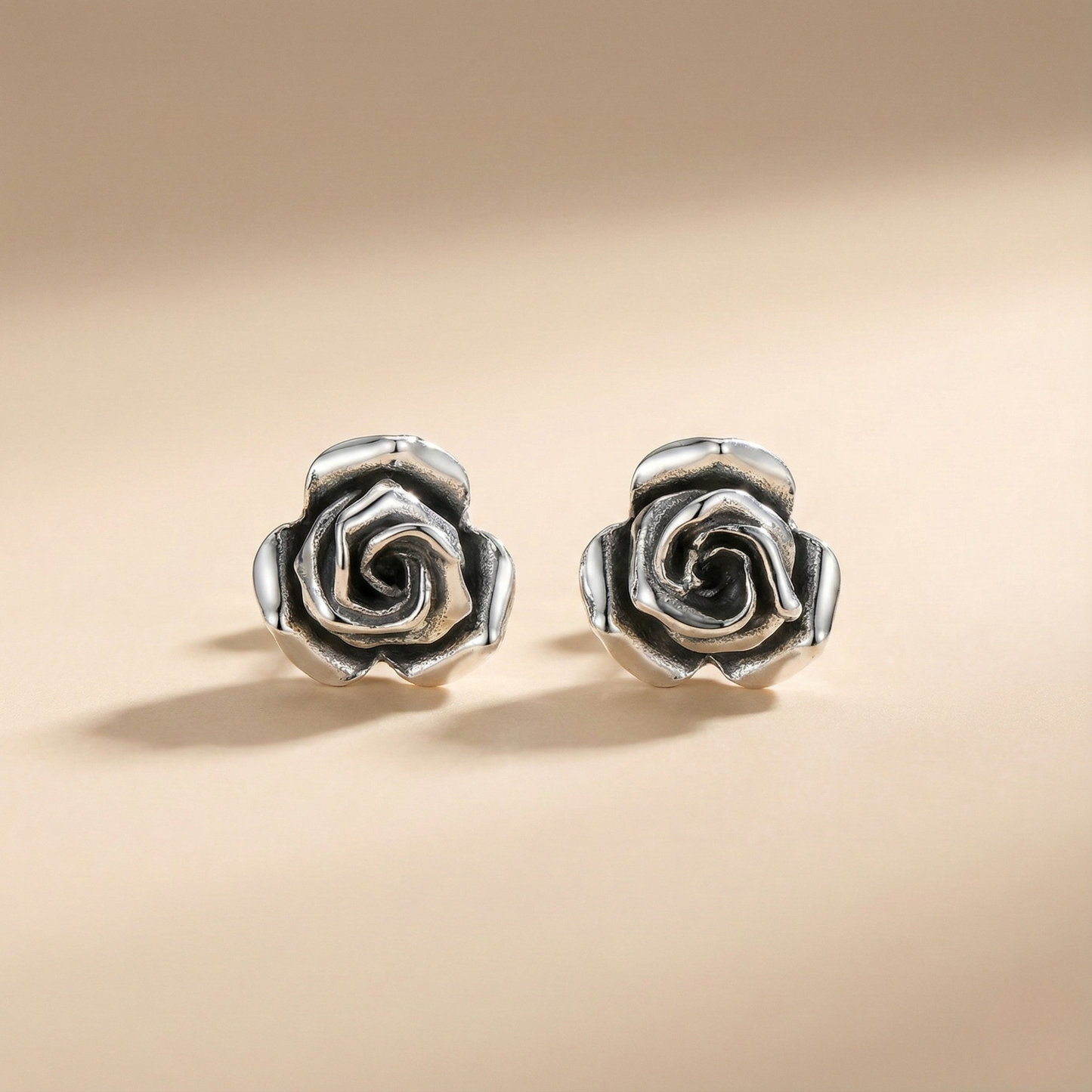 Eternal Bloom: Silver Rose Studs
