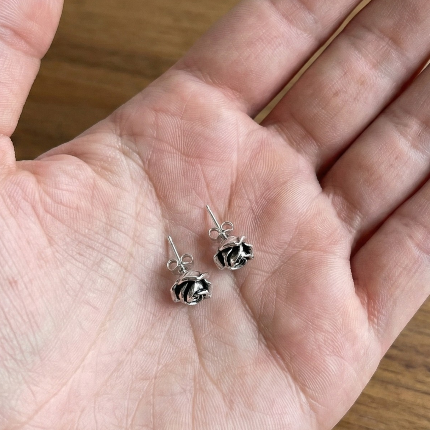 Eternal Bloom: Silver Rose Studs