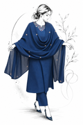 Indigo Blue Cotton Chanderi Embroidered Suit Set