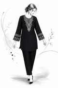 Black Chanderi Embroidered Ethnic Kurta Set