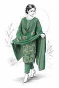 Sage Green Cotton Chanderi Printed Suit Set