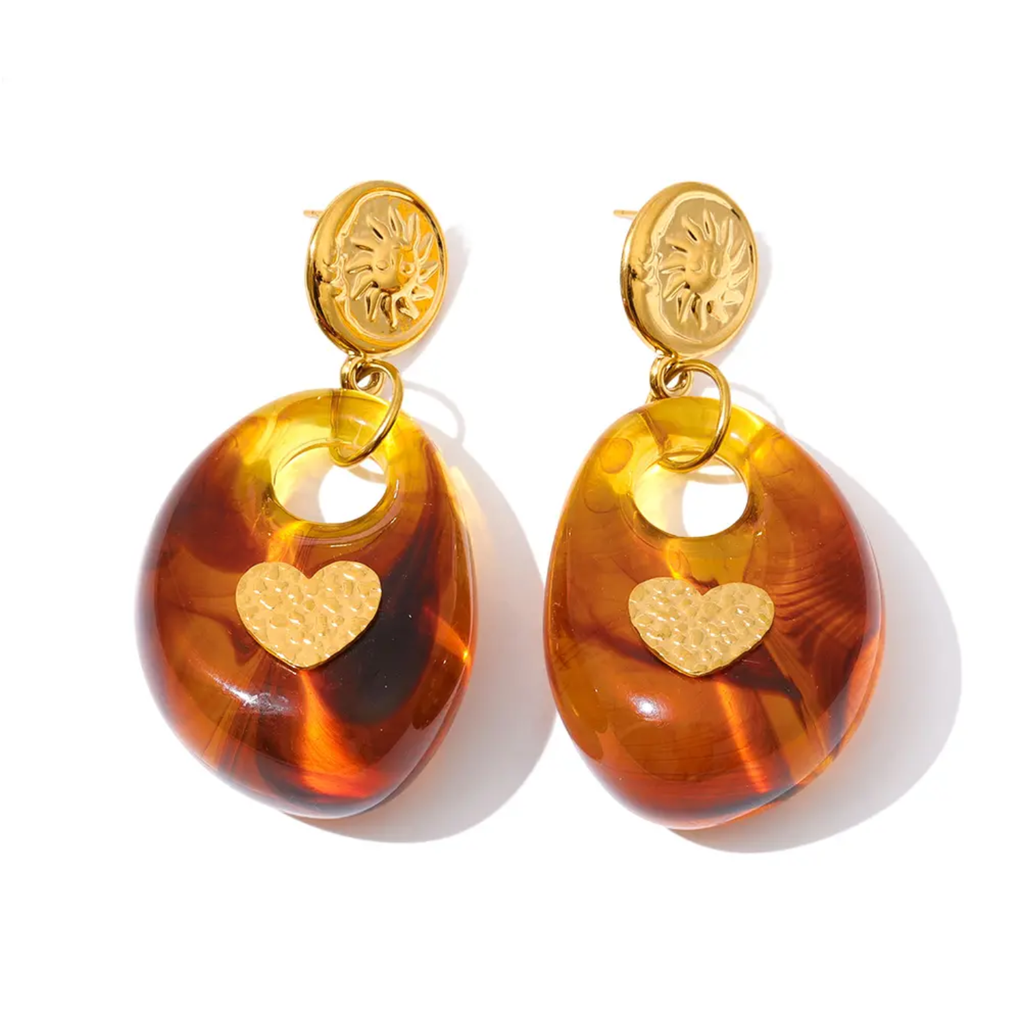 Amberheart Epoxy Drop Earrings