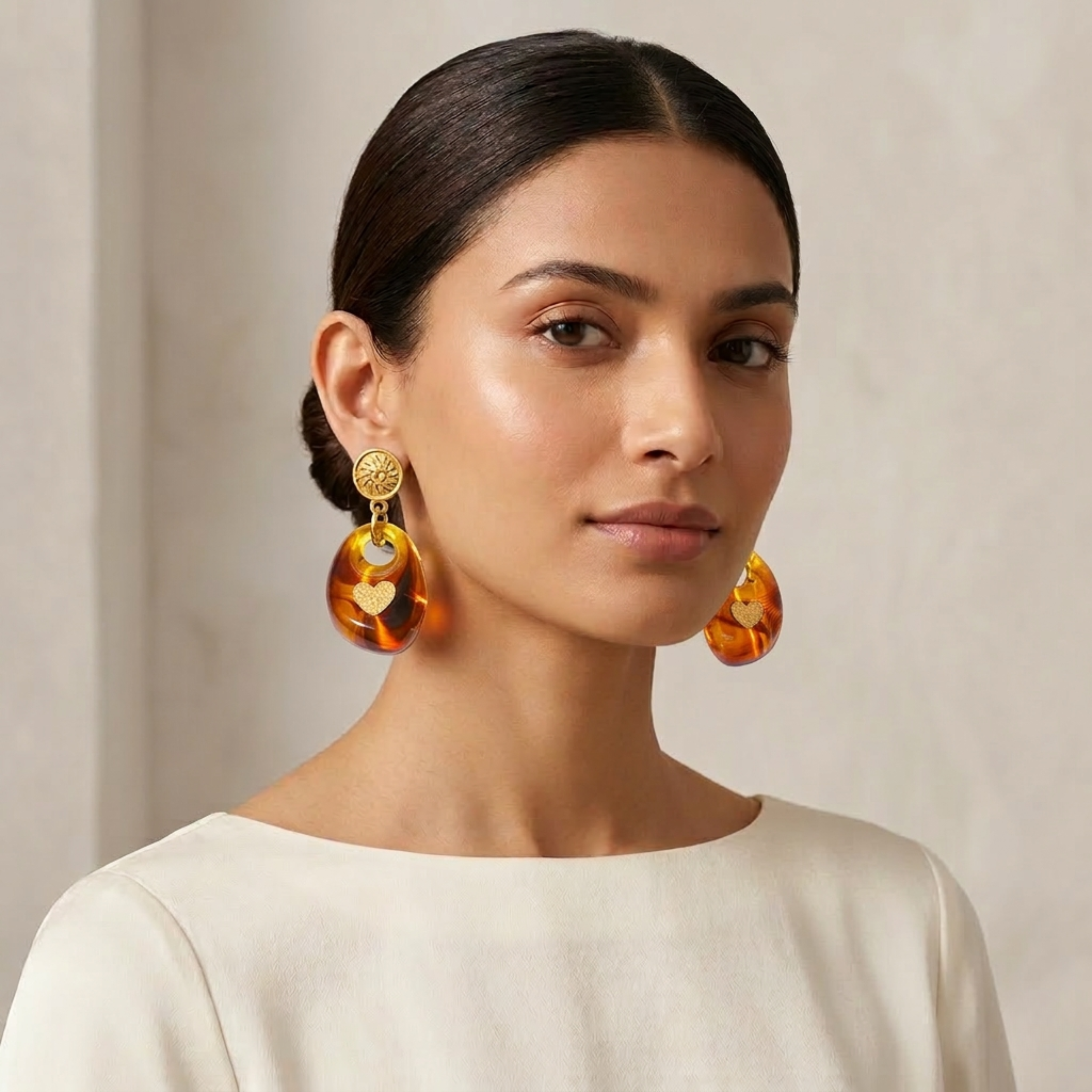 Amberheart Epoxy Drop Earrings